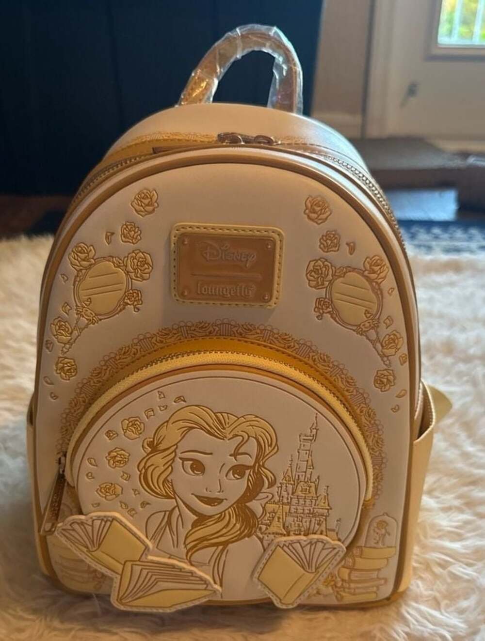 Loungefly Disney Beauty and the Beast Belle Golden Monochrome Mini Backpack
